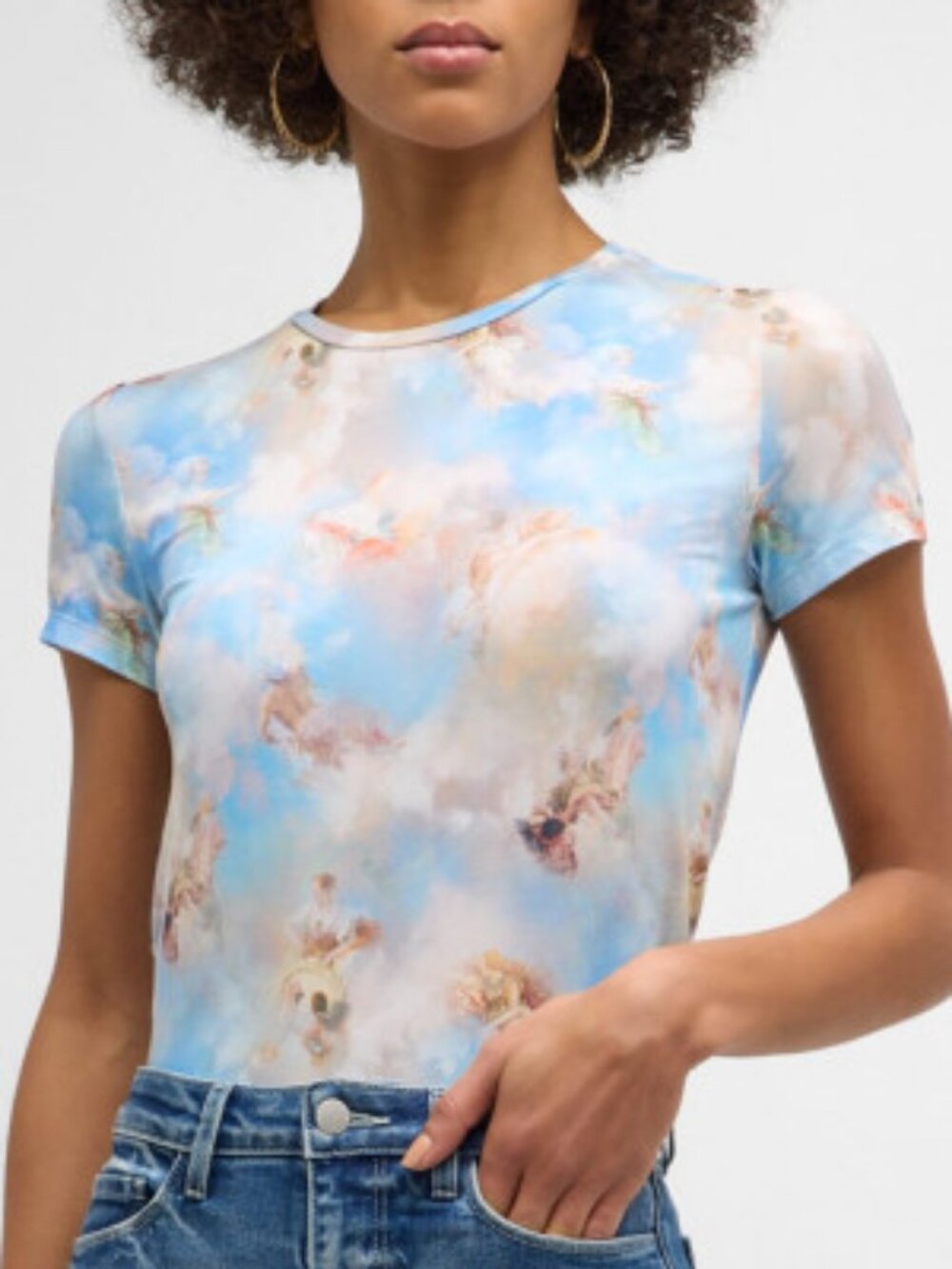 L'Agence Ressi Short-Sleeve Angel Clound sky Tee Size S  whimsical